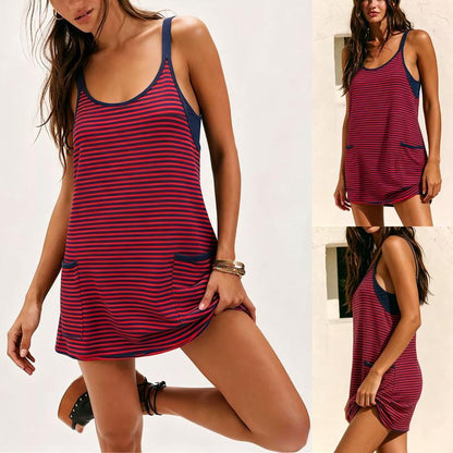 Striped Tank Dress - Blue