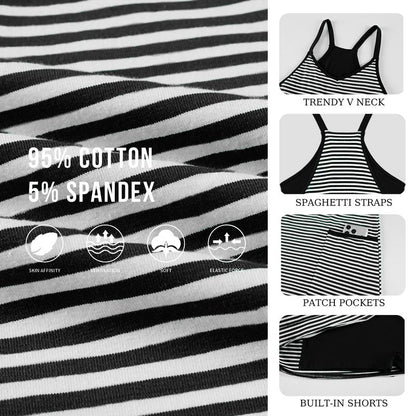 Striped Tank Dress - Green