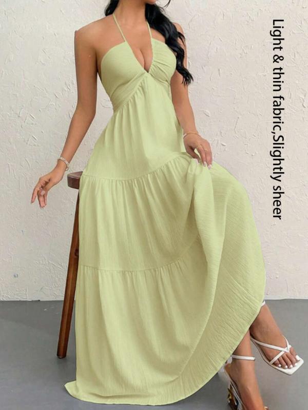 Sundream Halter Maxi Dress in sage green