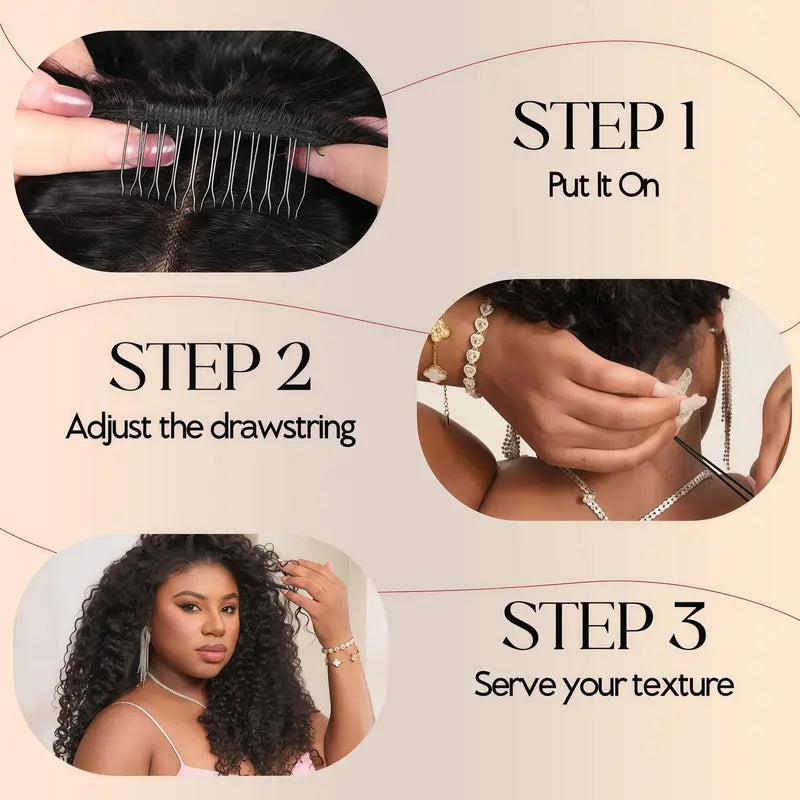 Burmese Curly Glueless Half Wig summer sale